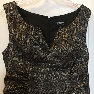 Adrianna Papell sheath black illusion lace 14P